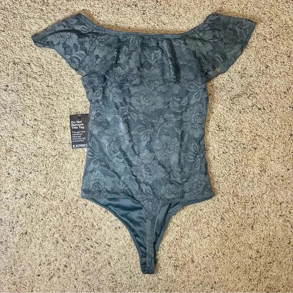 Women's EXPRESS Lace Off shoulder or one shoulder Bodysuit NWT Size S